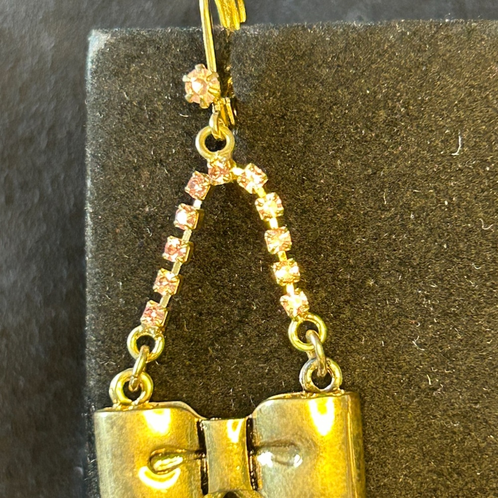 Gold Bow Dangle Earrings - Picture 5 of 5